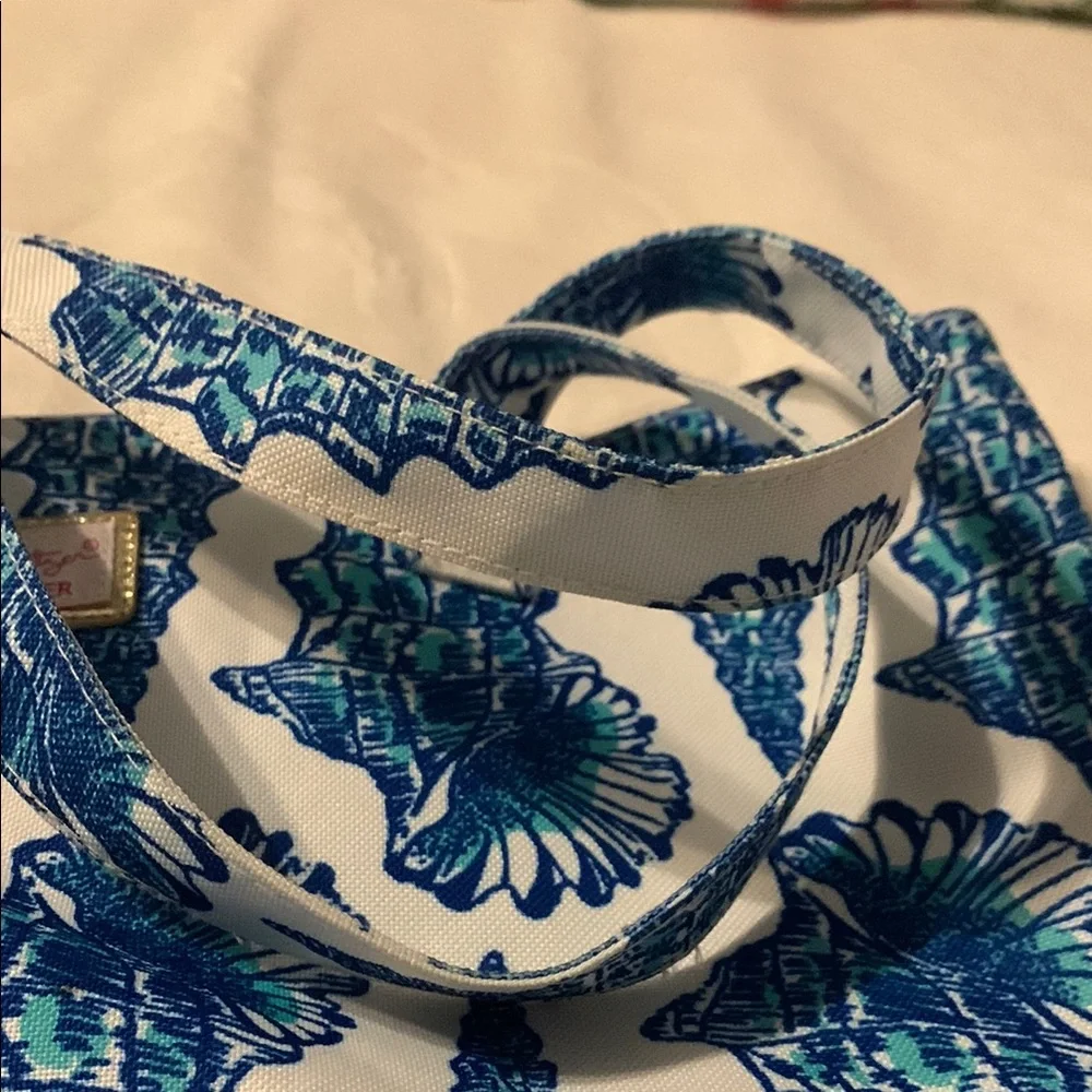 Large Vintage Lilly Pulitzer Blue Seashell Print Tote Bag - Picture 3 of 10